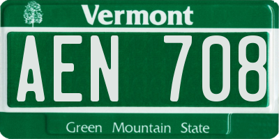 VT license plate AEN708