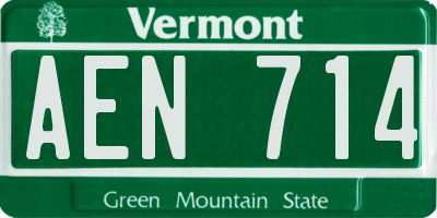 VT license plate AEN714