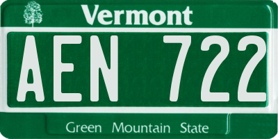 VT license plate AEN722