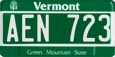 VT license plate AEN723