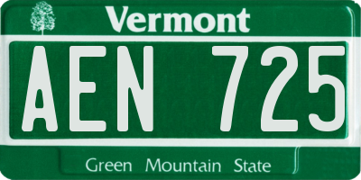 VT license plate AEN725