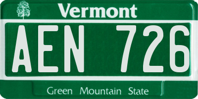 VT license plate AEN726