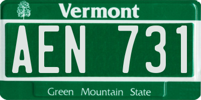 VT license plate AEN731