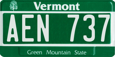 VT license plate AEN737