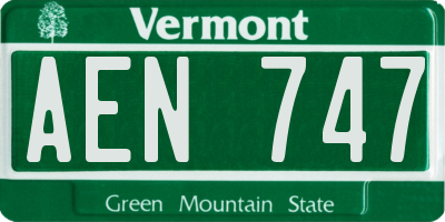 VT license plate AEN747