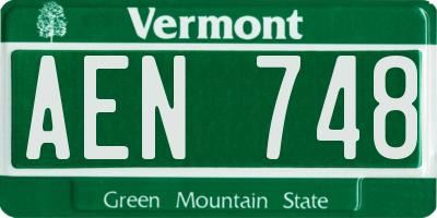 VT license plate AEN748