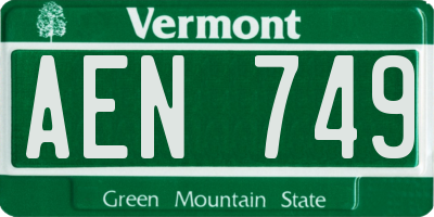 VT license plate AEN749