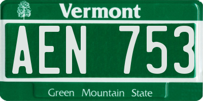 VT license plate AEN753