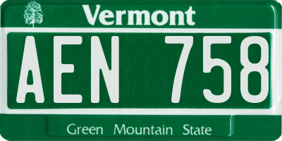 VT license plate AEN758