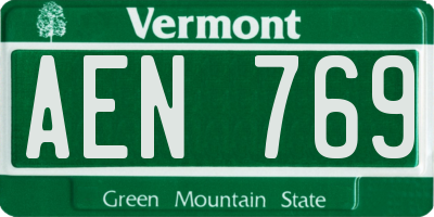 VT license plate AEN769