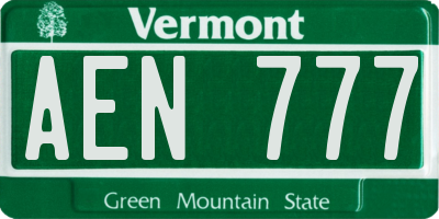 VT license plate AEN777