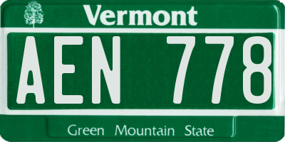 VT license plate AEN778