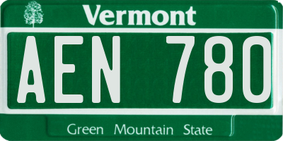 VT license plate AEN780