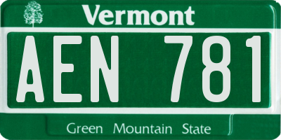 VT license plate AEN781