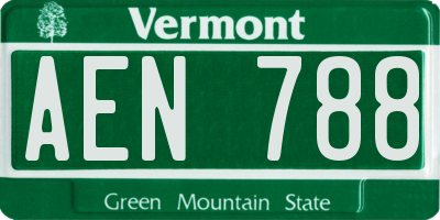 VT license plate AEN788