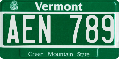VT license plate AEN789