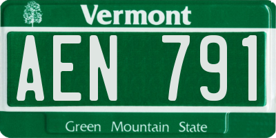 VT license plate AEN791
