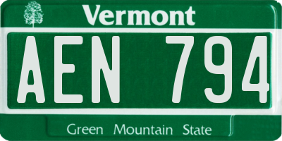 VT license plate AEN794
