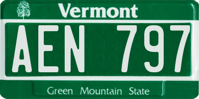 VT license plate AEN797