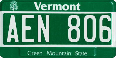 VT license plate AEN806