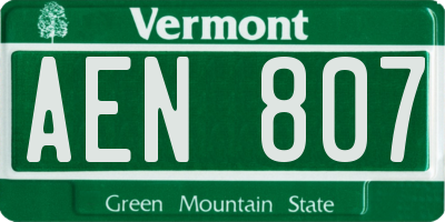 VT license plate AEN807