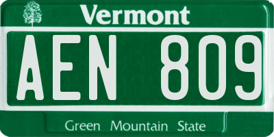 VT license plate AEN809