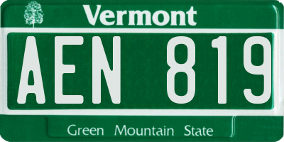 VT license plate AEN819