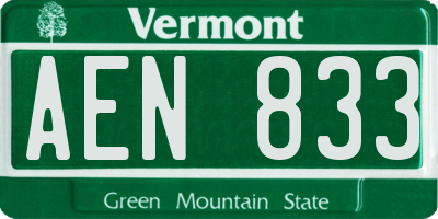 VT license plate AEN833