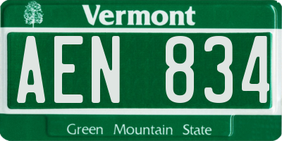 VT license plate AEN834