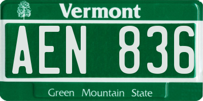 VT license plate AEN836
