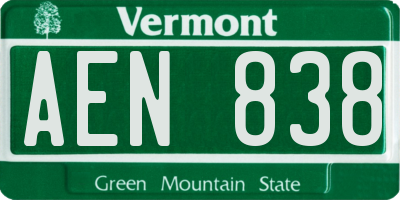 VT license plate AEN838