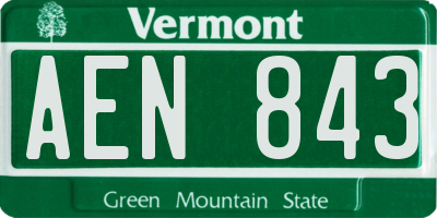VT license plate AEN843
