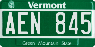 VT license plate AEN845