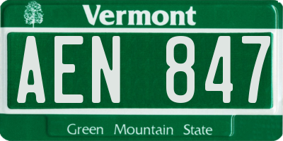 VT license plate AEN847