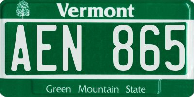 VT license plate AEN865