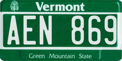 VT license plate AEN869