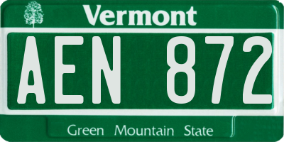 VT license plate AEN872