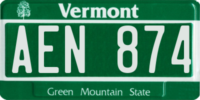 VT license plate AEN874