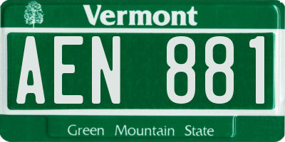 VT license plate AEN881