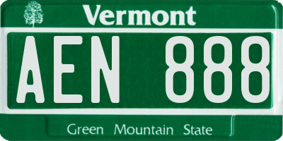 VT license plate AEN888