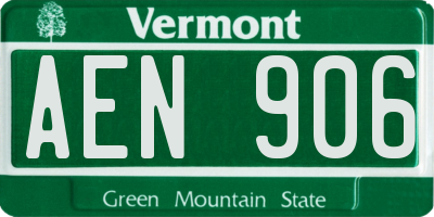 VT license plate AEN906