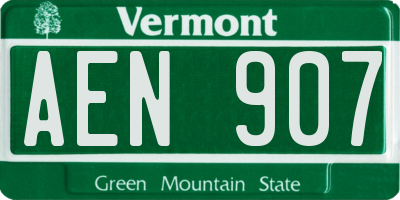 VT license plate AEN907