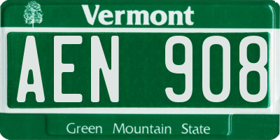 VT license plate AEN908