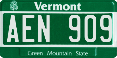 VT license plate AEN909