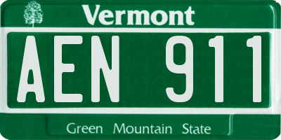 VT license plate AEN911