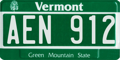 VT license plate AEN912