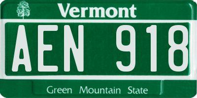 VT license plate AEN918