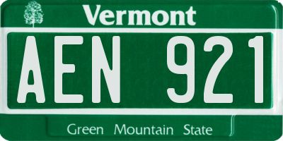VT license plate AEN921