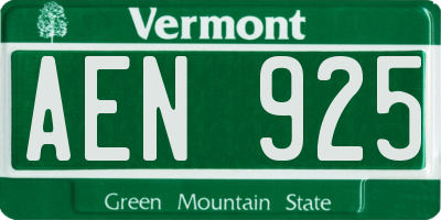 VT license plate AEN925