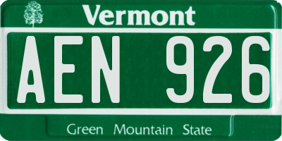 VT license plate AEN926